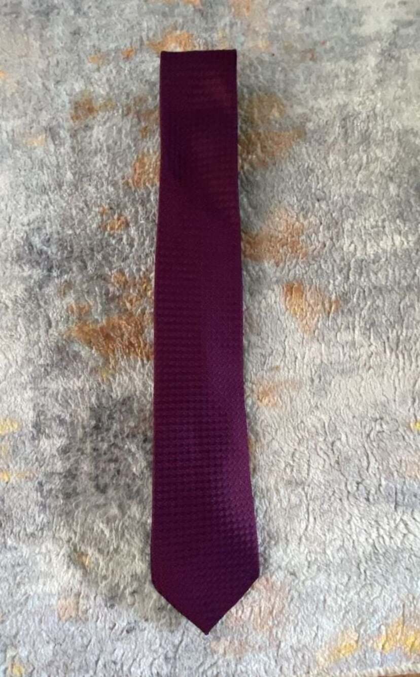 M&S Marks & Spencer Red Mix Geometric Textured Neck Tie